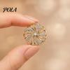 Secure Clasp Brooch Pin, Hollow Swirl Flower Pattern Lapel Pin with Rhinestones Inlaid, Durable Spiral Petals Design Versatile Badge for Coats Shirts