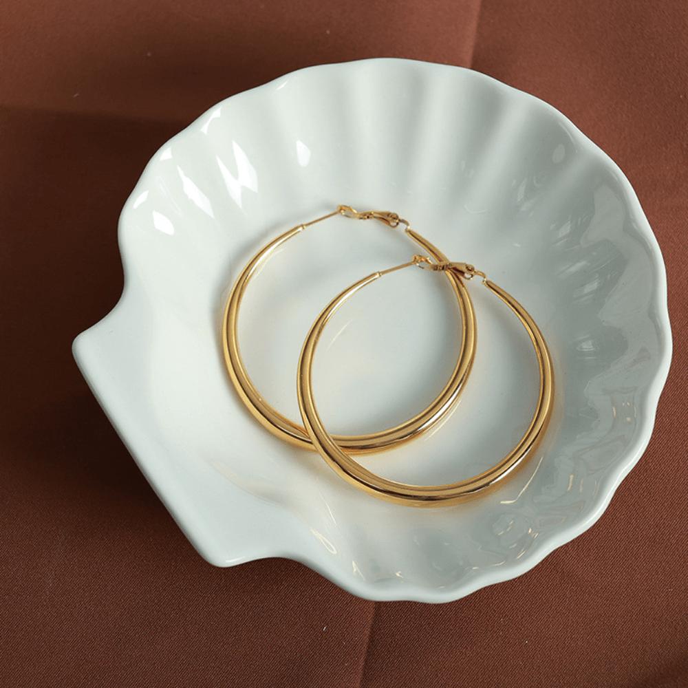 Coarse large earrings plated with European and American exaggerated and simple earrings, circle earrings, new trendy and fashionable plain ring