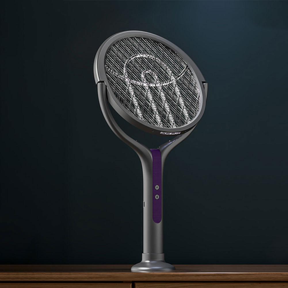 Rotating Head Bug Zapper Racket Rechargeable Electric Fly Swatter Fly Killer and Mosquito Trap Lamp for Home Indoor Outdoor