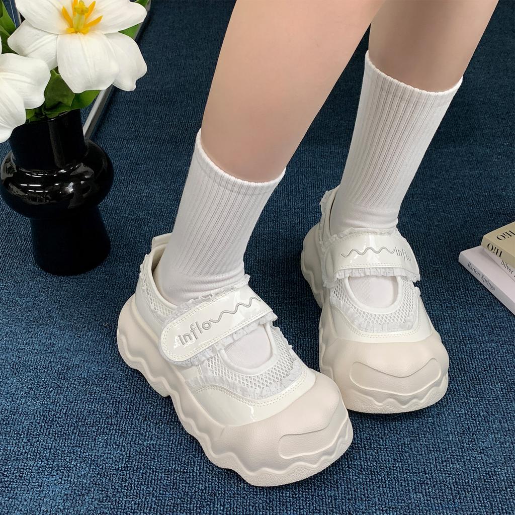 Design sense niche buckle thick-soled big head ugly cute Mary Jane women's shoes shallow mouth hollow breathable casual dad shoes women