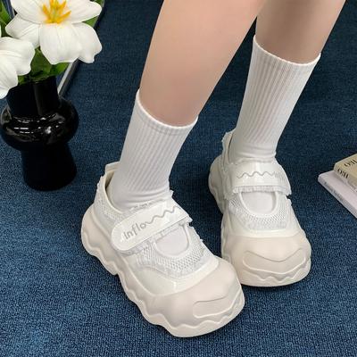 Design Sense Niche Buckle Thick-soled Big Head Ugly Cute Mary Jane Women's Shoes Shallow Mouth Hollow Breathable Casual Dad Shoes Women