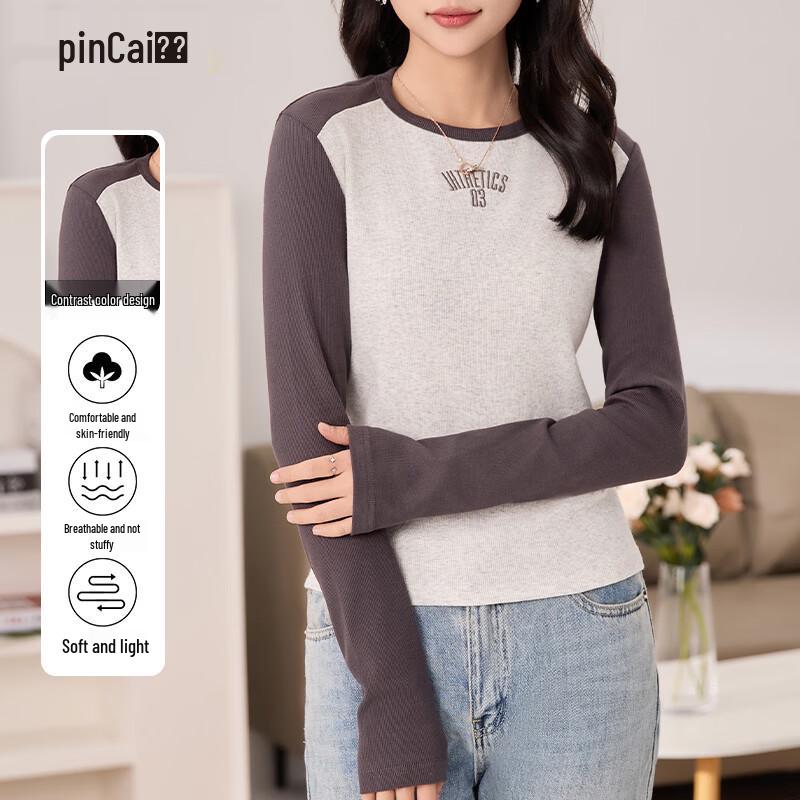 Pincai Women s American Retro Slim Fit Long Sleeve T-Shirt M