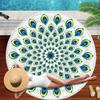 Printed Colorful Feather Beach Towel Round Microfiber Beach Towel For Living Room Home Decor Boho Tassel Bath Towels Summer
