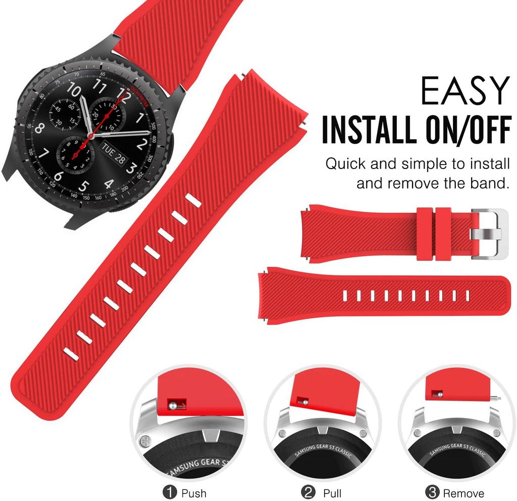 Classic 22mm Silicone Strap For Samsung Galaxy Watch 3 45mm/Huawei Watch 3/GT2 Soft Sport Bracelet Wristband For Amazfit GTR 47mm Correa