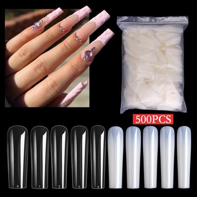 Japońskie Tabletki do Manicure Kwadratowa Główka Długie 2023 Przedłużone XXL Manicure Balletowy Tabletki do Paznokci Zapakowane Tabletki do Paznokci
