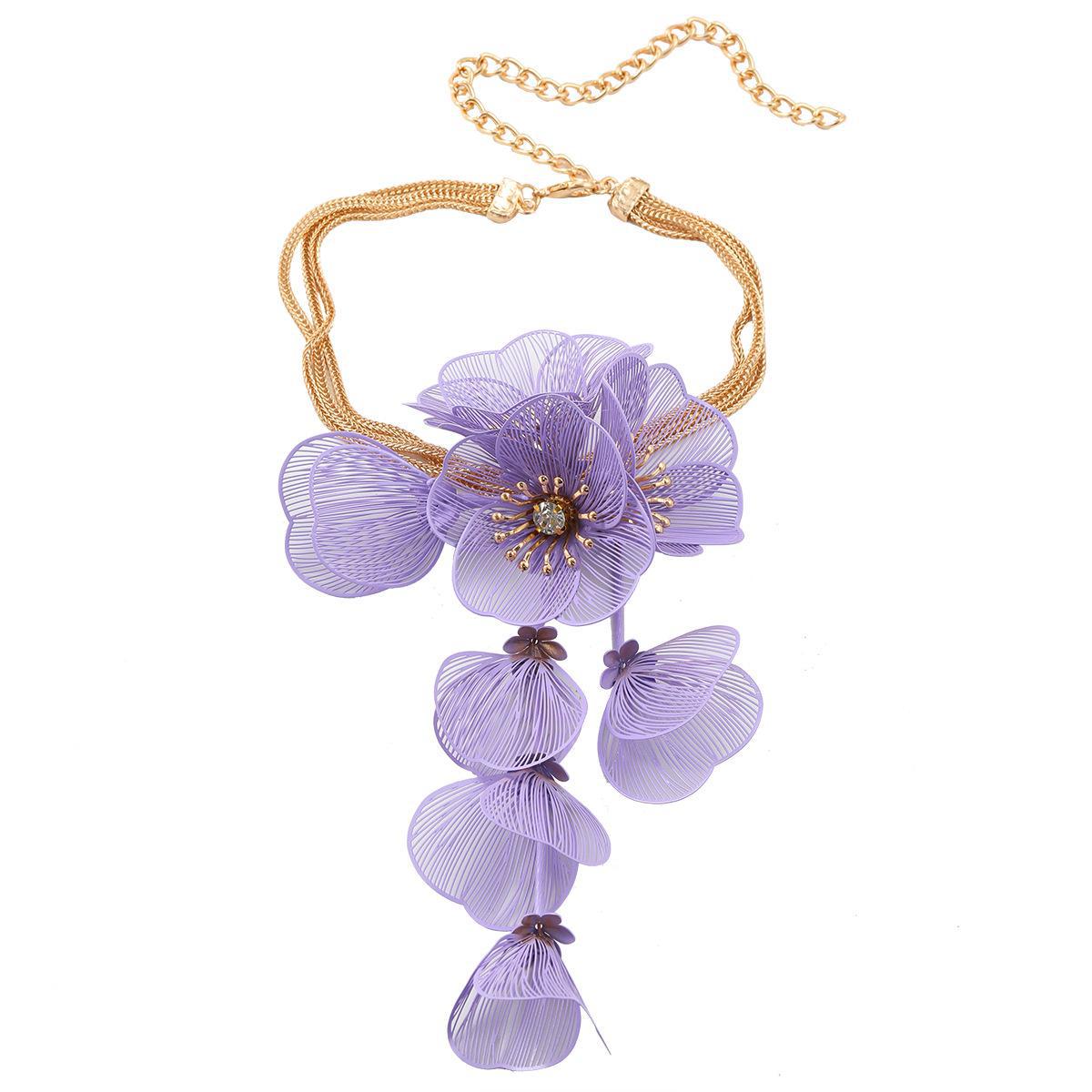 

Елегантне квіткове весільне намисто - Розкішний довгий квітковий дизайн для весіль фіолетовий