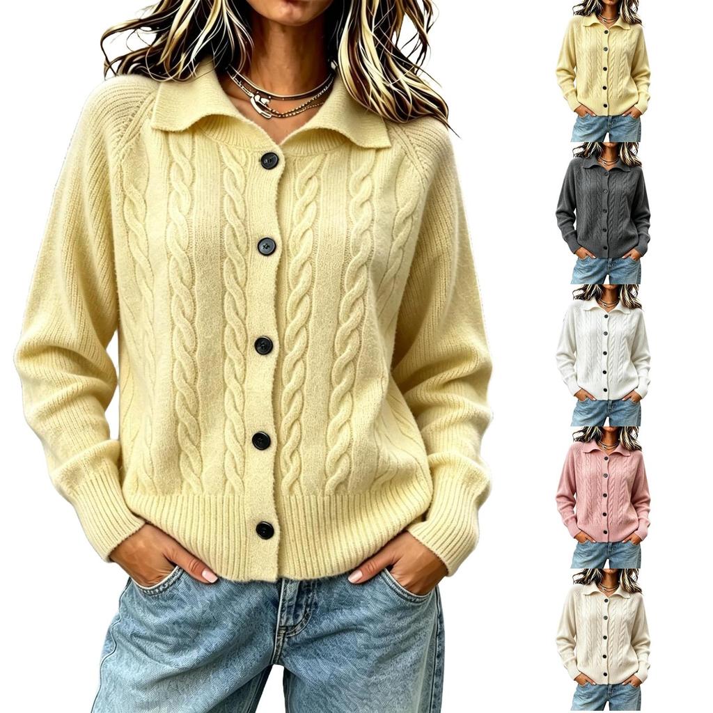 Damen Strick-Cardigan-Top mit offener Vorderseite und Knöpfen