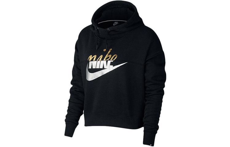 Nike Casual Sports Fleece Lined Hooded Sweater American Vintage Sports Sweatshirt Women s Black AJ0097-010 L