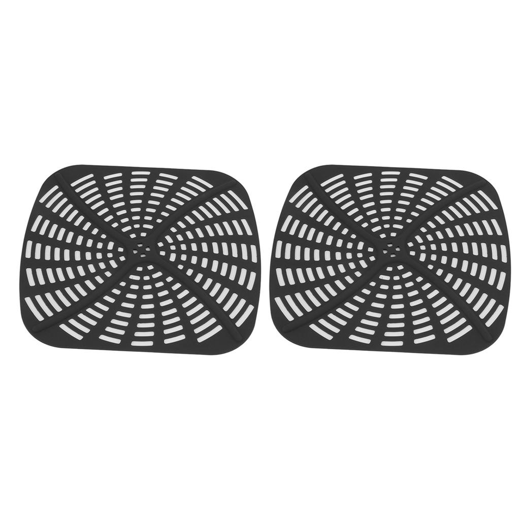 2pcs Fryer Reusable Silicone Fryer Liner Scratch Resistant Silicone Liner Mat for Ninja Foodi AG301 Fryer Black