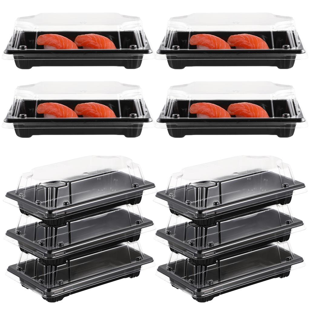 100pcs Sushi Box Black Thickened Disposable Pulp Containers For Take Out Carry Lunch Party Snacks Hamburgers Fries Storage