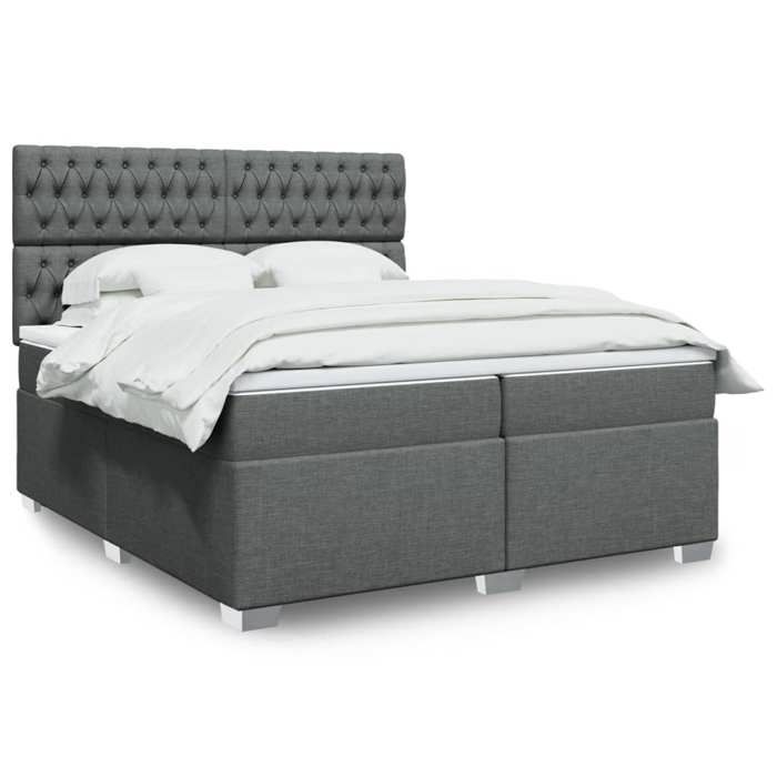 VidaXL Sommier à lattes de lit avec matelas Gris foncé 200x200cm Tissu, lit, lit à plate-forme, lit à panneaux, meuble de 3290603