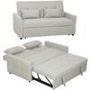 Convertible 2-seat Sofa 3-in-1, Clic-clac Sofa Bed, Trundle Bed, Adjustable Backrest, 158x85x85cm, Light Brown