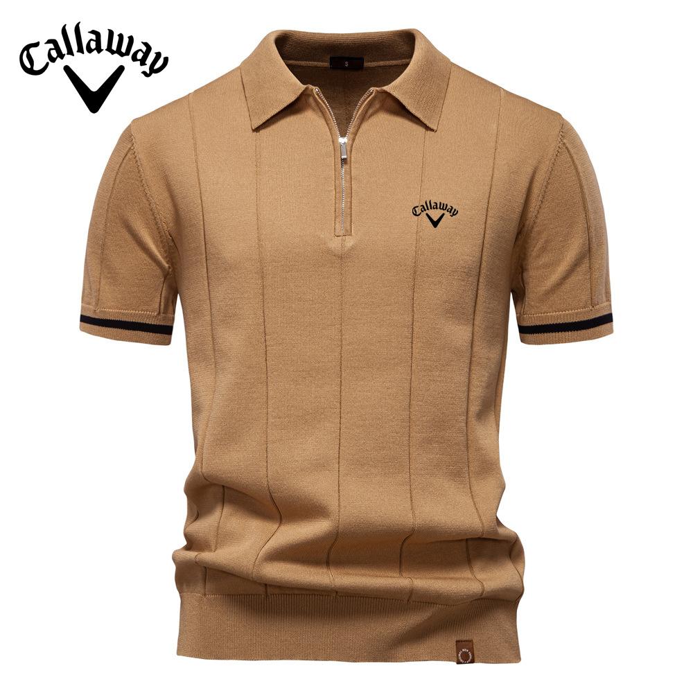 

Callaway 2025 Весна/Лето Вышитая Новая Мужская Деловая Повседневная Шерстяная Рубашка Поло, Трикотажная Рубашка Поло с Отложным Воротником, Короткий Рукав XXL