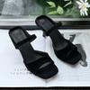 Fashion black High Heel Sandals Women's Summer New Style Sexy Thin Heel Fashionable Toe Post Slippers Square Head Crossbody Shoes