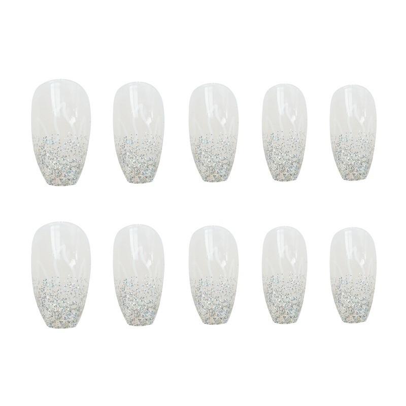 24pcs/set Reusable Flame Fake Nails Acrylic Coffin Ballerina Blue Pink Purple Silver Fire Full Cover False Nails Nail Tips Nail Art Tools