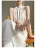 2024 Summer Women's French Retro Acetate Satin Halter Neck Sleeveless Dress
