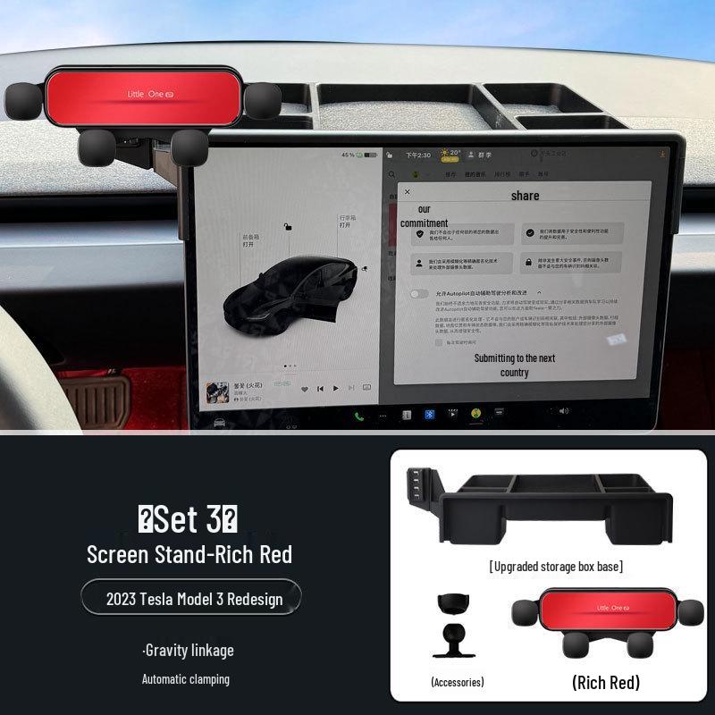 2023 Tesla Model 3 Phone Holder with Storage Box and Dedicated Screen