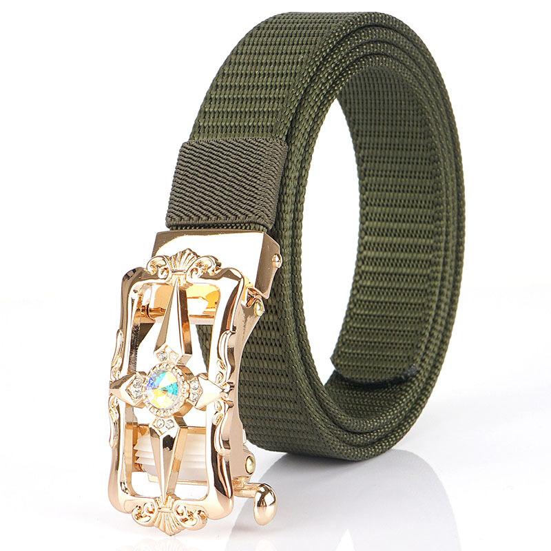 New Women'S Commuting Belt With Automatic Buckle Nylon Waistband, Outdoor Leisure Versatile Double-Layer Thick Belt
