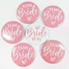 Pink Heart Team Bride Bridesmaid Brooch, 58mm Wedding Party Badge