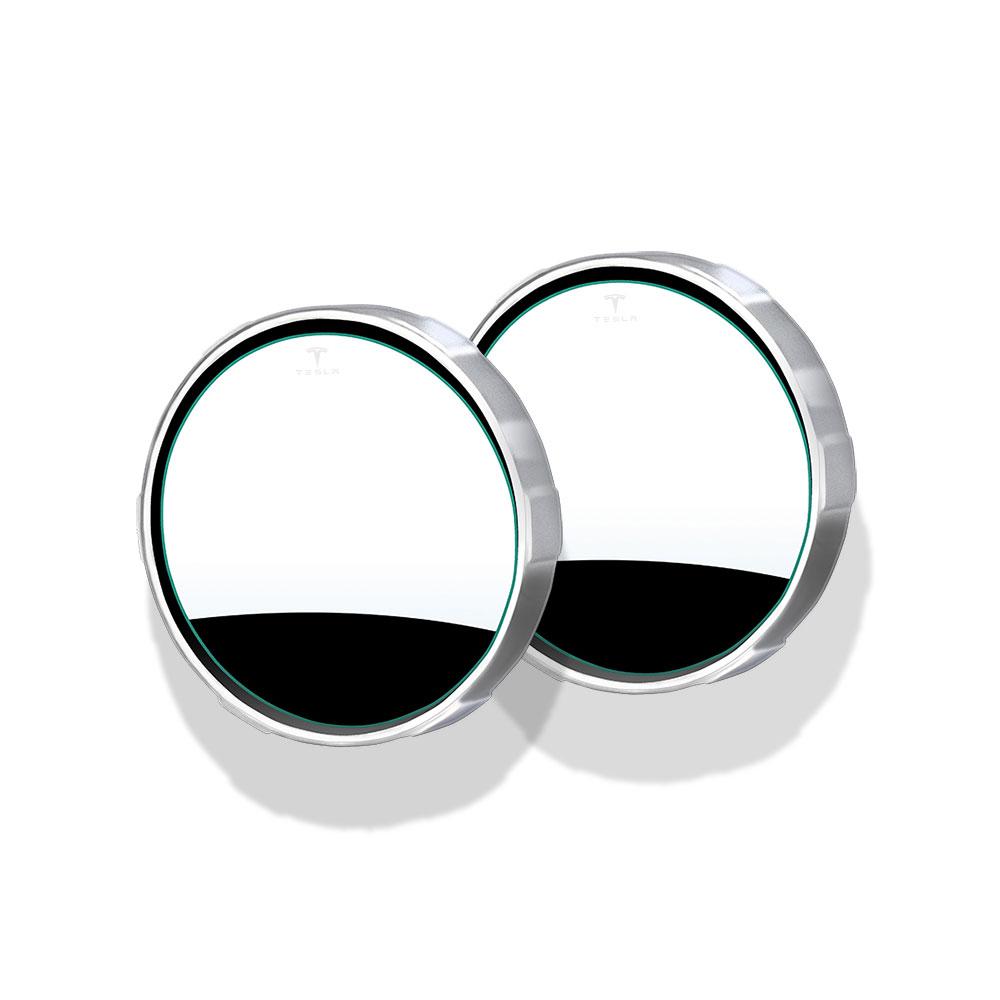 CQPKJ1 2Pcs Round Frame Convex Blind Spot Mirror Reversing Mirror For Tesla Model 3 Model S X Model Y Roadster SpaceX Cybertruck Coil