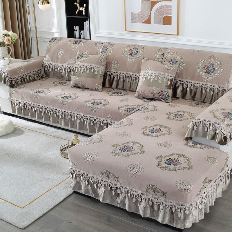 Alfombra de Sofá Chenilla Jacquard Antideslizante Minimalista Moderna Toalla para Respaldo Lujo Ligero Decoración para Sala de Estar del Hogar Cubre Sofá Suave