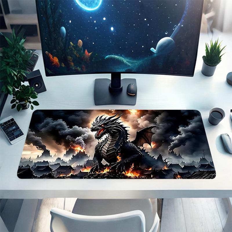 1PC Dragon Fire Large Durable Mouse Pad Suitable for Office Desks, Gaming Desktops.Non-Slip Back P96