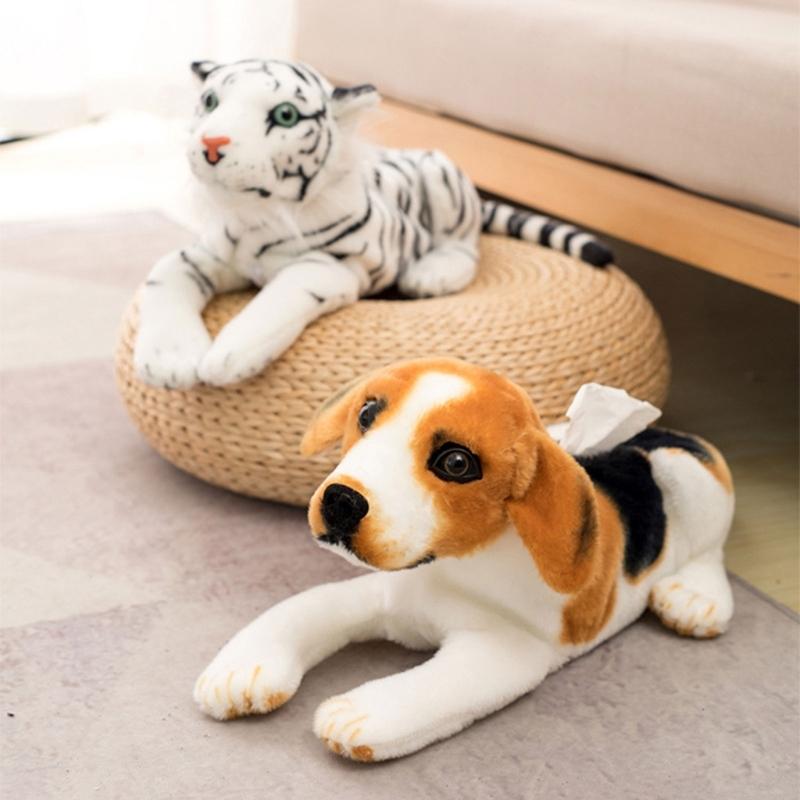 Weiche Stoff Taschentuchbox Halter Etui Cartoon Hund Papierbehälter Plüsch Taschentuchspenderbox Niedliches Serviettenhalter Etui