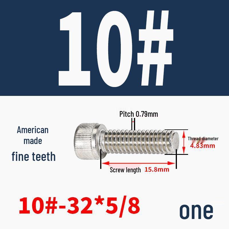 304 Stainless Steel Fine Thread Socket Head Cap Screw 10#-32, 1/4-20, 5/16-24