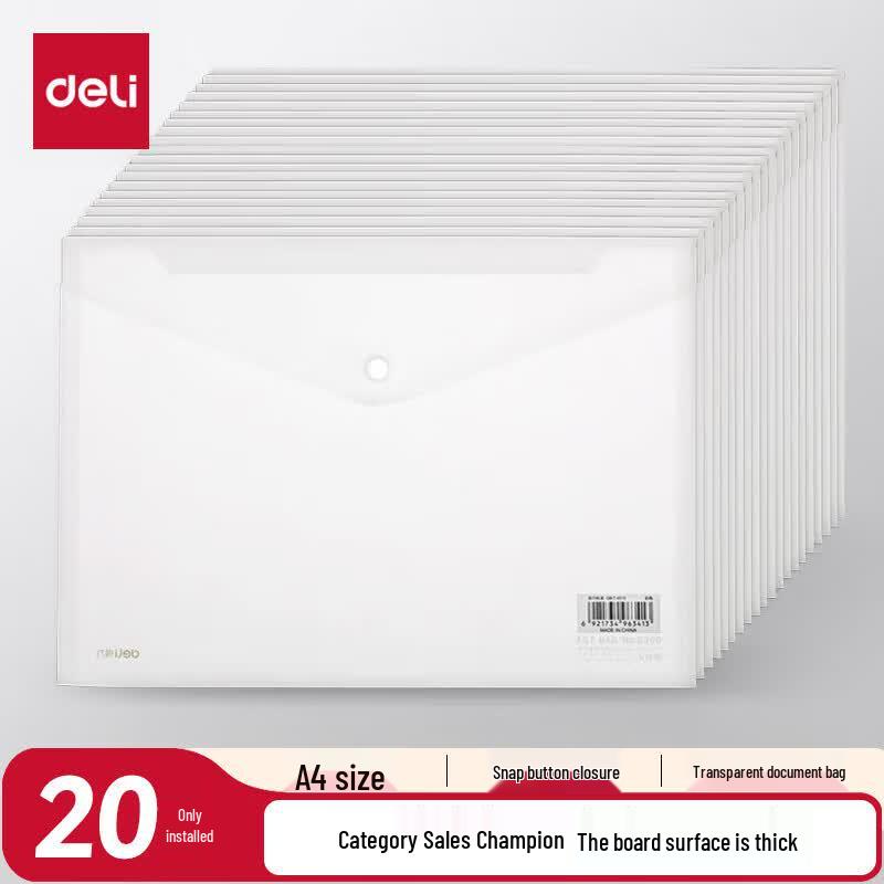 Deli Transparent A4 File Bags