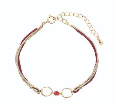 Takumi Circle Stone Bracelet II, Red, for Wrists 14-19cm (TAK-33-1)
