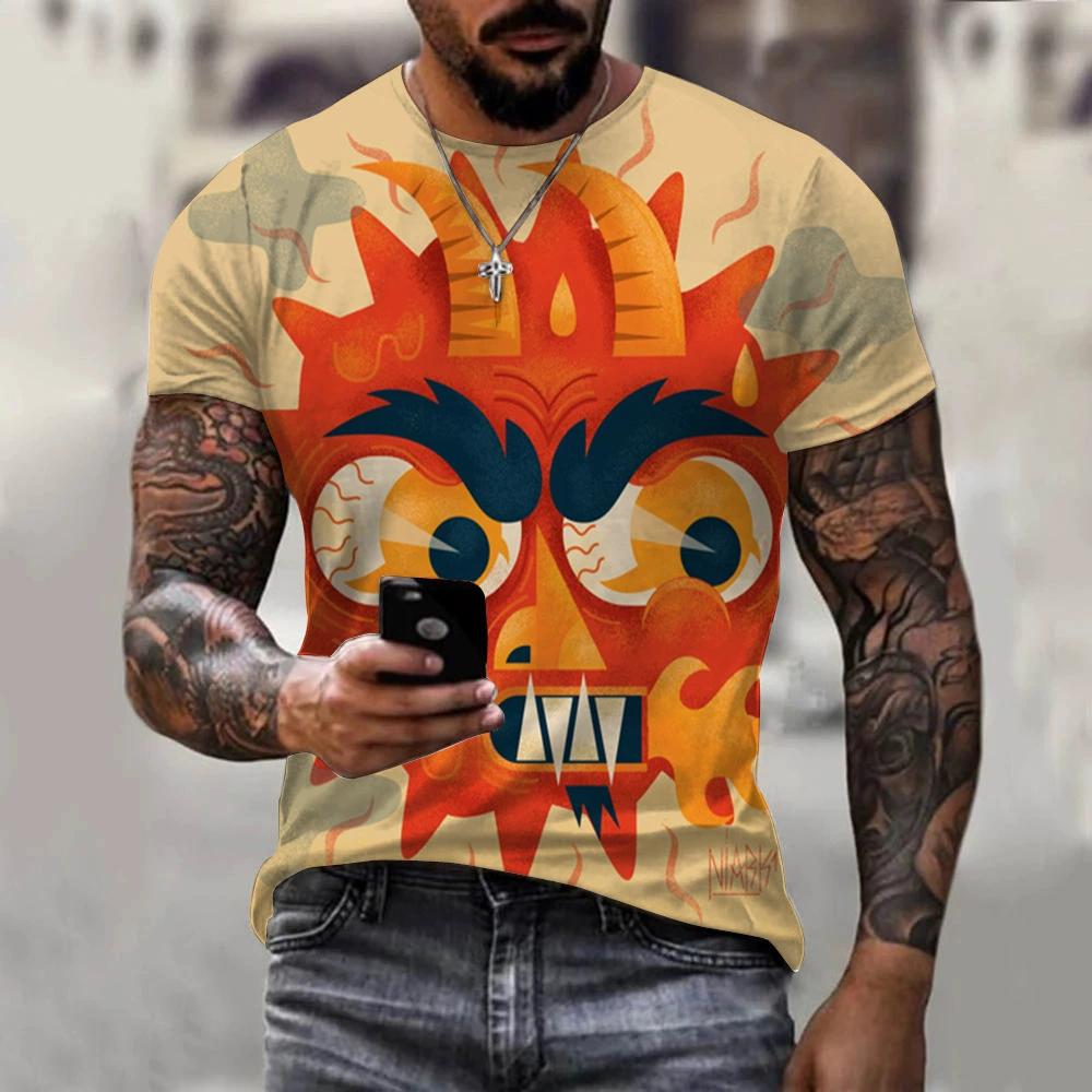 3D Digital Printing T-Shirt Teen Men's Short Sleeve Top Versatile Breathable