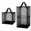 Durable Polyester Meshes Clothes Hamper Square Foldable Anti Tear Foldable Bin Laundry Hamper for Home Organization
