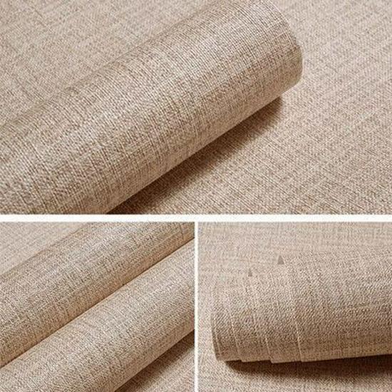 Self-Adhesive Solid Color Linen Pattern Wallpaper for Bedroom and Living Room