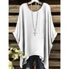 Women 's T-Shirt Simple Color Gradient Print Elegant Irregular Hem O- Neck Women's Clothing T-Shirt Vacation Clothes for Woman