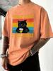 Cat Like Coffee Hate People Printed Washed T Shirts Soft Breathable TShirt Cotton Loose Short Sleeves Running Men Clothes