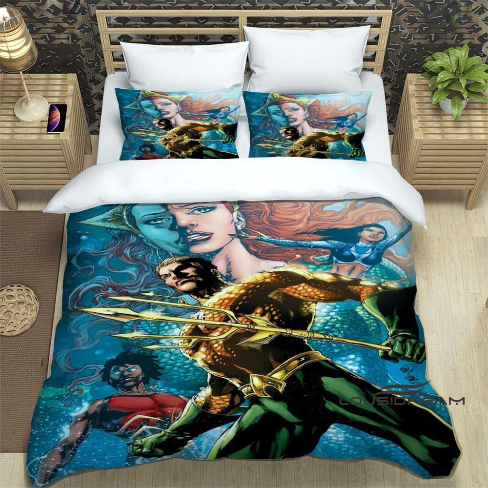 The *Aquaman* fantasy movie duvet cover and pillowcase bedding set is the perfect choice for decorating boys' and girls' bedroom