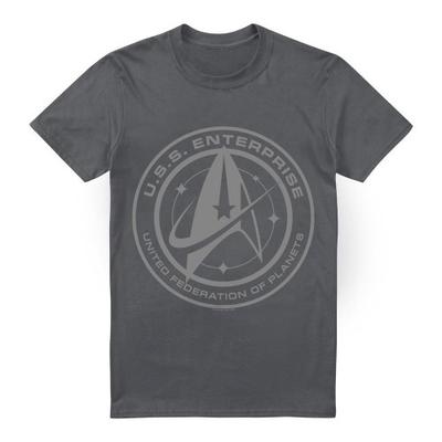 Jornada nas Estrelas: Camiseta Discovery Masculina Enterprise Crest