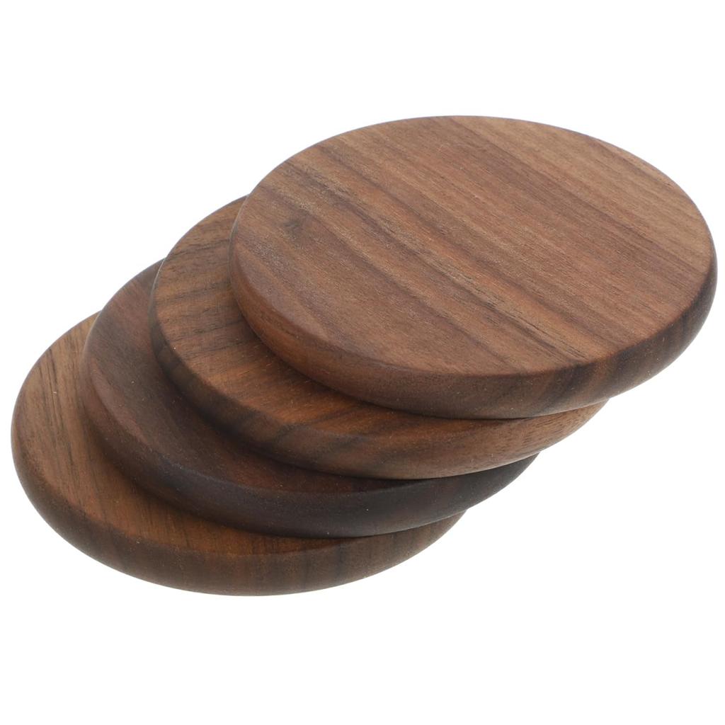 ULDIGI Set of 4 Wooden Coasters, 3.46 Inch Square, Heat-Resistant Cup Mats, Dining Table Placemats, Home Kitchen Table Protectors