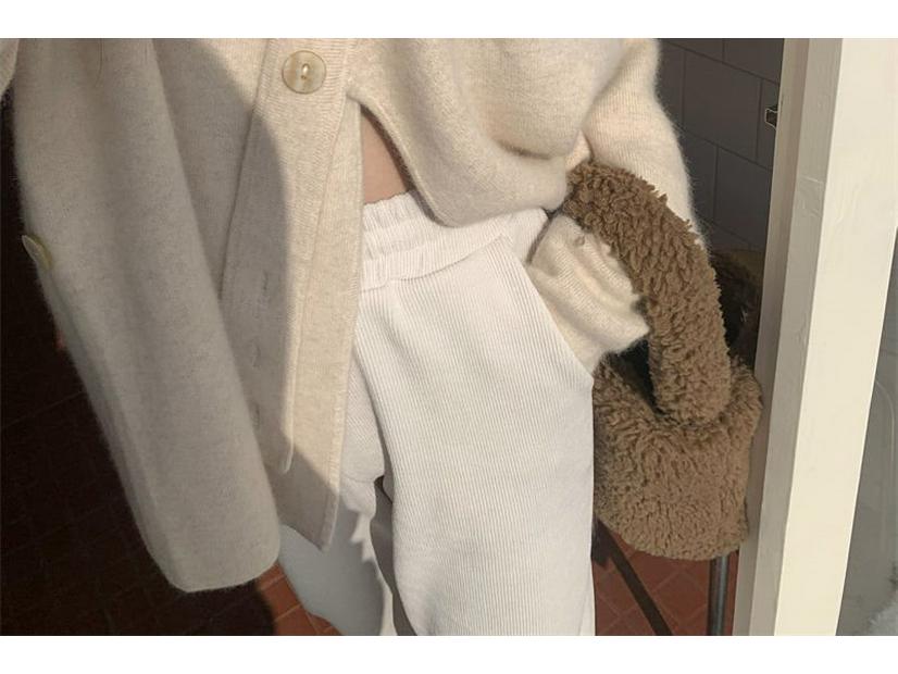 Stylish Women's V-Neck Knit Cardigan: Spring Lazy Style Sweater Coat with Thickened Inner Layer