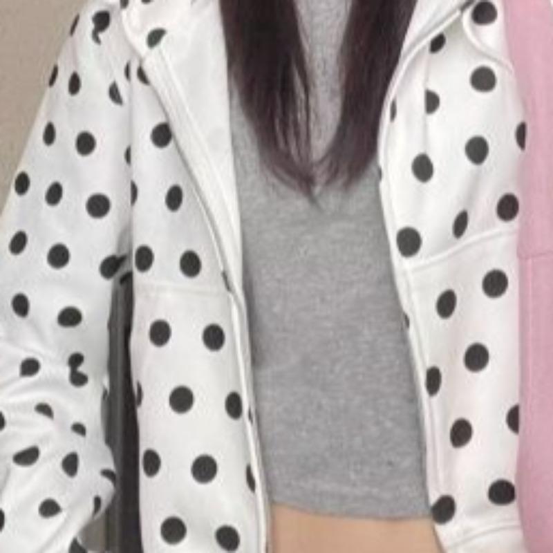 OCEANLOVE Y2k Kleidung Hoodies Damen Polka Dot Herbst Winter Sweatshirts Koreanische Mode Süß Vintage Sudaderas Mujer