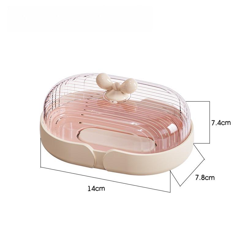 

Transparent Bathroom Soap Box with Cover Dust-proof Laundry Table Balcony Bathroom Soap Soap Storage Box Drain Box розовый