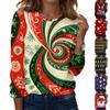 Women's Christmas Print Crewneck Long Sleeve Pullover Top Casual Holiday Sweater Shirt