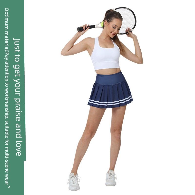 Foreign Trade New Bars Print Badminton Tennis Skirt Fitness Yoga Pleated Skirt Outdoor Running Short Exercise Skirt