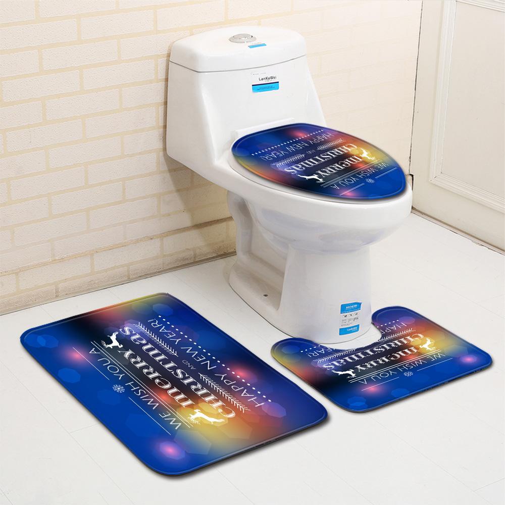 Christmas Bathroom Floor Mat Toilet Three-Piece Set
