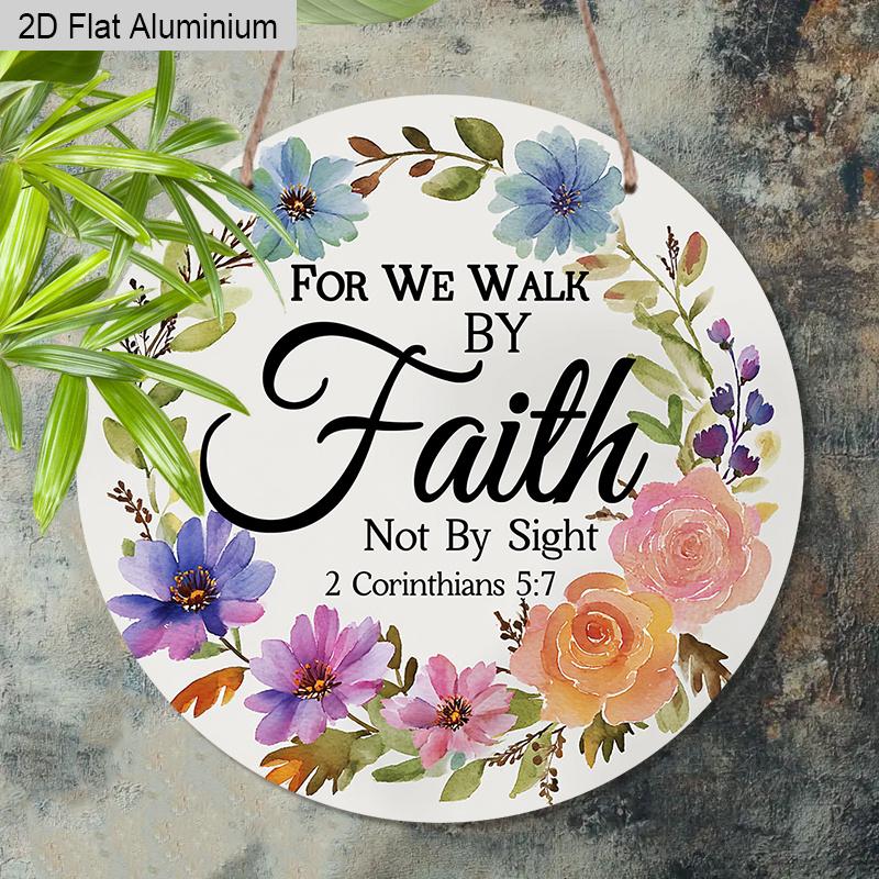 2D Flat Faith Aluminium Sign - Navidad Figurine Ornaments with Wreath Pattern - Ideal for Front Door, Wall, Porch, Fence Decor - Ideal Gift for