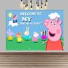 Happy Birthday Peppa Pig Photo Backgrounds, Perfect For Kids' Parties, Family Gatherings, And Birthday Celebration Banners.