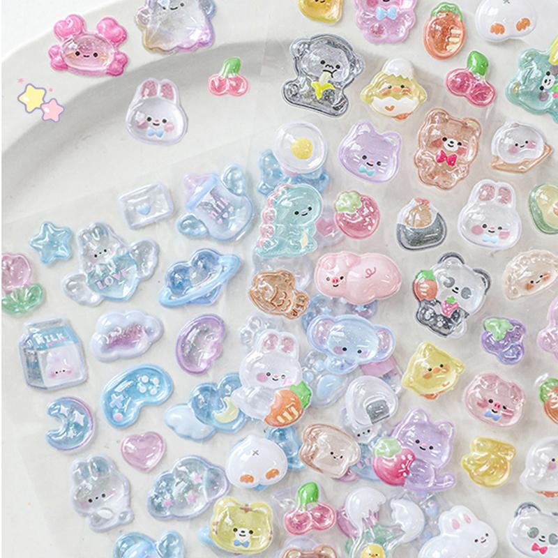 1pc 3D Relief Journal Decorative Stickers Kawaii Candy Ghost Bread Drop Scrapbooking Phone Stickers Stationery Sticker TMZ