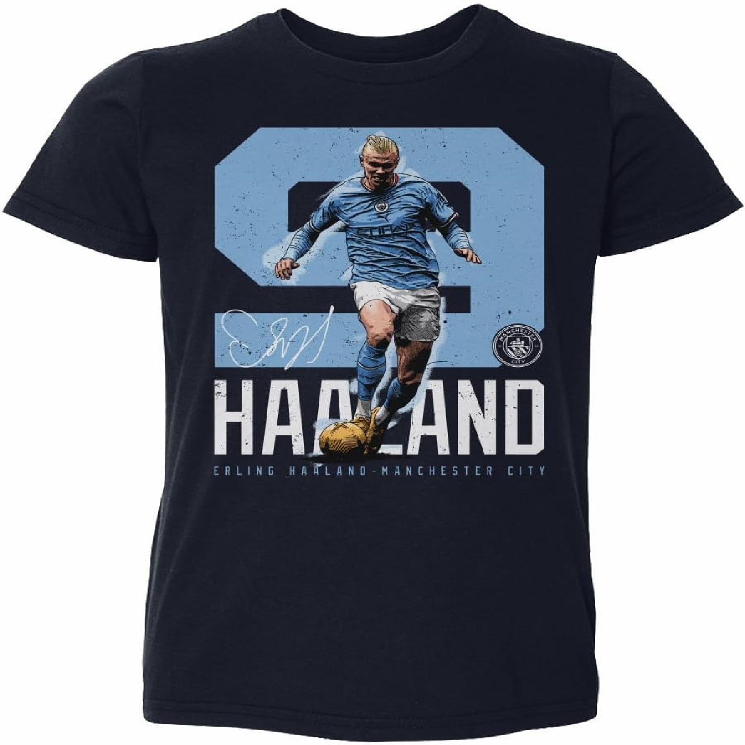 500 LEVEL Erling Haaland Manchester City Toddler Shirt - Erling Haaland Manchester City Bold Number S разноцветный