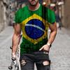 Brasilianische Flagge 3D-Druck Sport Schnelltrocknend Atmungsaktiv Herren Damen T-Shirt Outdoor Straßenfußball Trikot Team Club Fan Kurzarm