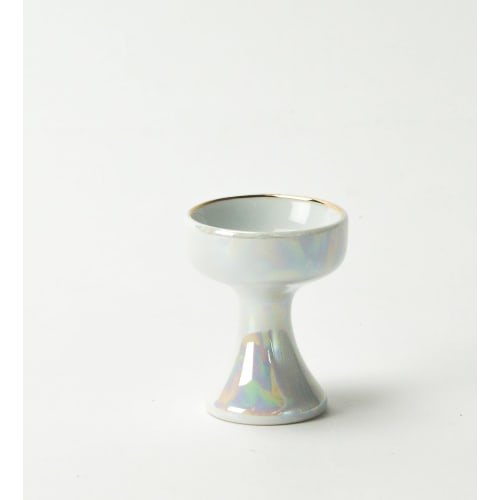 

Kongodo [Arita-yaki Pearl Buddhist Altarware] Ceramic Stand Made in Japan (Rice Bowl)